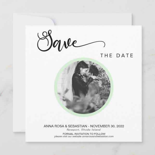 Reserva La Fecha *~* FOTO Simple Mint Boho Wedding Save The Date (Anverso)
