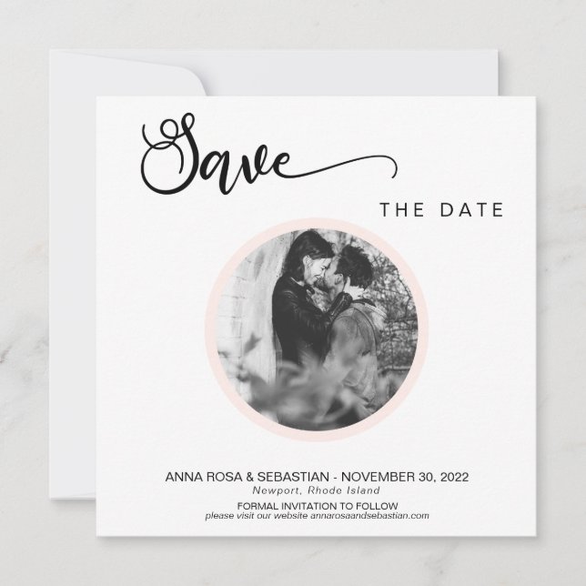 Reserva La Fecha *~* FOTO Simple Peach Boho Wedding Save The Date (Anverso)
