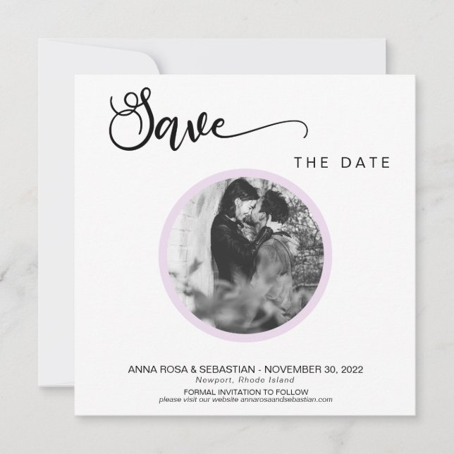 Reserva La Fecha *~* FOTO Simple Violet Boho Wedding Save The Date (Anverso)