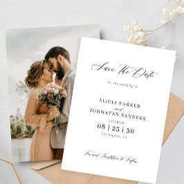 Reserva La Fecha Foto simple y elegante boda blanco y negro