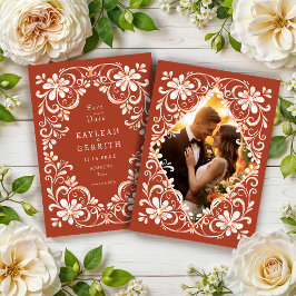 Reserva La Fecha Foto Sunset Rust Red Shabby Chic Guardar La Fecha