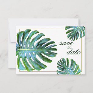 Reserva La Fecha Foto Tropical Leaf Gold Beach Save The Date