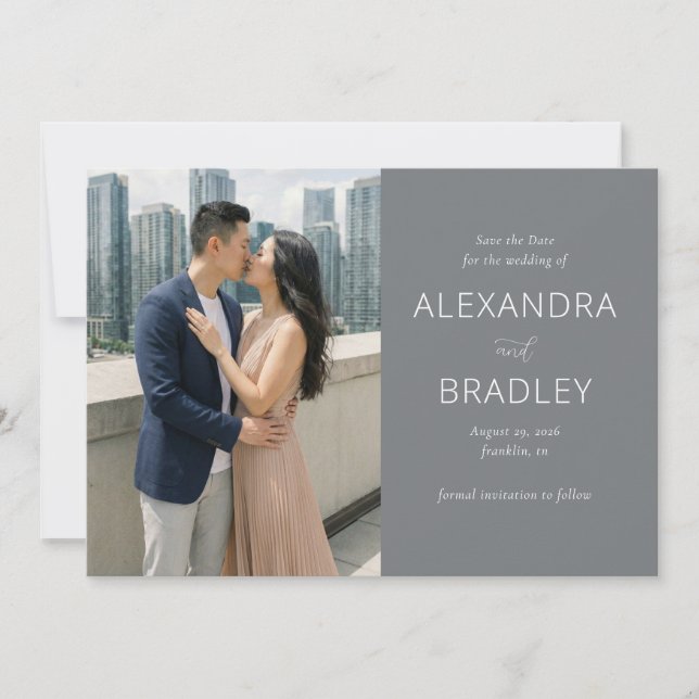 Reserva La Fecha Foto Urbana Beige Romántica (Anverso)