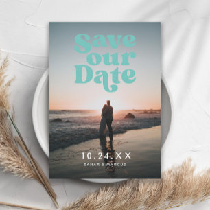 Reserva La Fecha Foto Verde azulada retro