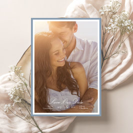 Reserva La Fecha Fotografía clásica con marco azul turbio