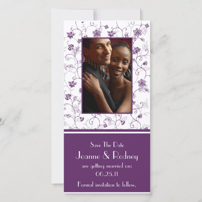 Reserva La Fecha Fotografía de berenjena morado y blanco salva la f (Anverso)