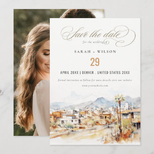 Reserva La Fecha Fotografía de boda al paisaje acuarela de Tucson,