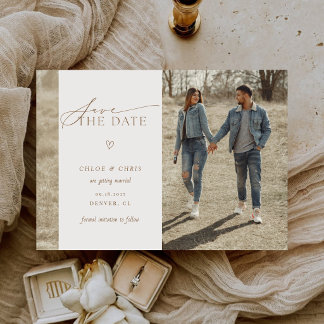 Reserva La Fecha Fotografía de boda con caligrafía minimalista y le