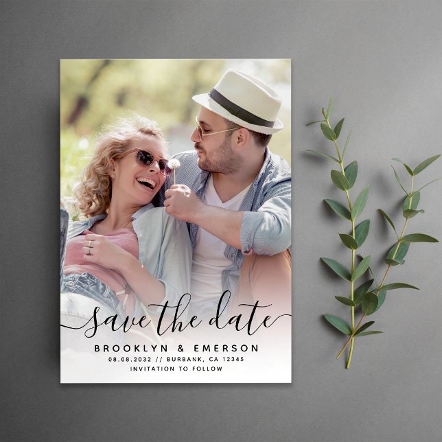 Reserva La Fecha Fotografía de boda con guión de caligrafía (Subido por el creador)