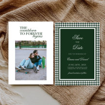 Fotografía de boda con tipografía elegante verde e