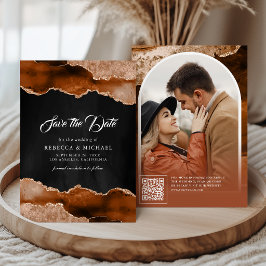Reserva La Fecha Fotografía de boda de mármol de ágata de terracota