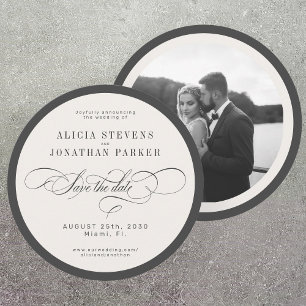 Reserva La Fecha Fotografía de boda de tipografía moderna redonda c