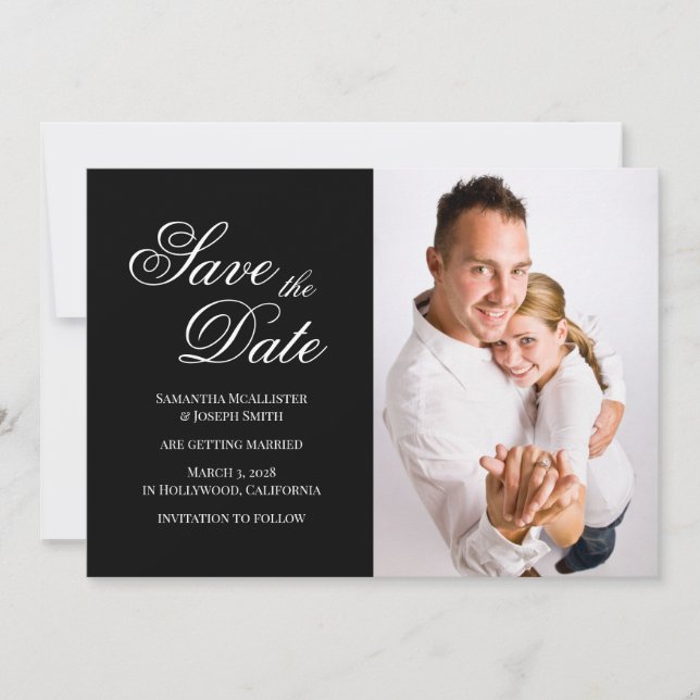 Reserva La Fecha Fotografía de caligrafía de abanico clásico blanco (Anverso)