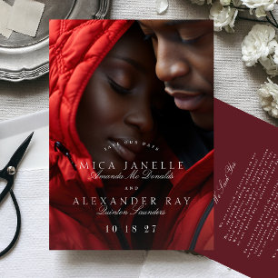 Reserva La Fecha Fotografía de caligrafía de borgoña clásica formal