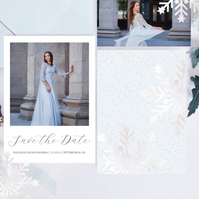 Reserva La Fecha Fotografía de caligrafía Quinceanera azul de nieve (Subido por el creador)
