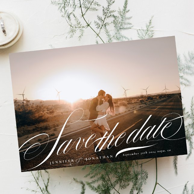 Reserva La Fecha Fotografía de código QR de caligrafía blanca elega (Subido por el creador)