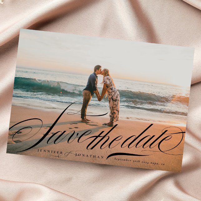 Reserva La Fecha Fotografía de código QR de caligrafía negra elegan (Subido por el creador)