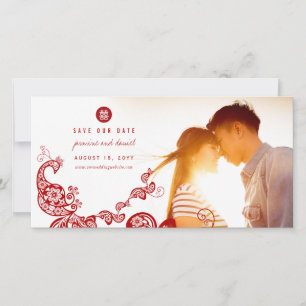 Reserva La Fecha Fotografía de doble felicidad en chino del Boho Ro