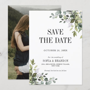 Reserva La Fecha Fotografía de Eucalyptus Emerald Rustic Boda