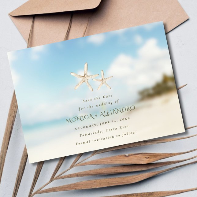 Reserva La Fecha Fotografía de la boda Starfish Beach Destination W (Starfish Beach Destination Wedding Photo Save The Date)