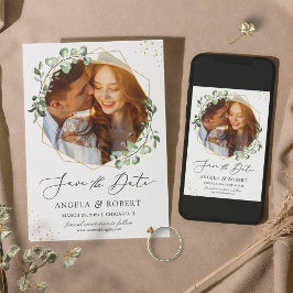 Reserva La Fecha Fotografía de marco geométrico Eucalyptus