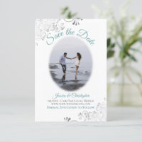 Fotografía de oval de boda verde azulada y blanca 