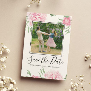 Reserva La Fecha Fotografía elegante botánica del Peón Rosa Floral