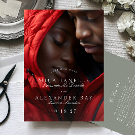 Reserva La Fecha Fotografía formal clásica de caligrafía verde de s