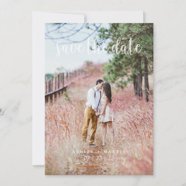 Reserva La Fecha Fotografía personalizado guionada moderna y elegan (Anverso)