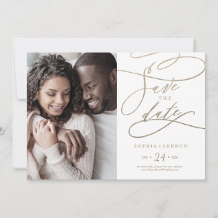 Reserva La Fecha Fotografía Romántica de la caligrafía de oro