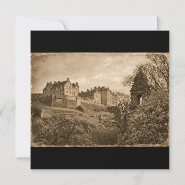 Reserva La Fecha Fotografía Sepia del Castillo de Edimburgo (Anverso)