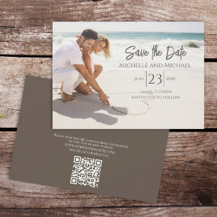 Reserva La Fecha Fotografía simple caligrafía moderna Código QR de 