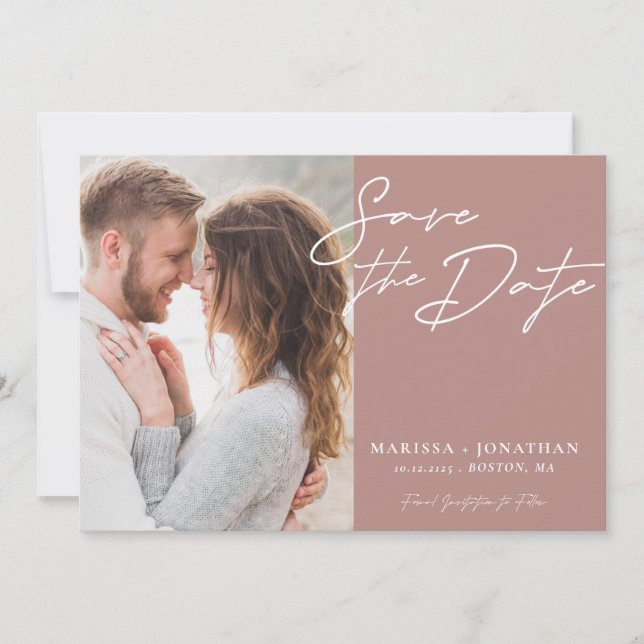 Reserva La Fecha Fotografía simple de tipografía moderna (Anverso)