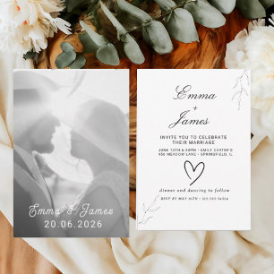 Reserva La Fecha Fotografía simple Elegante Blanco Negro Minimalist