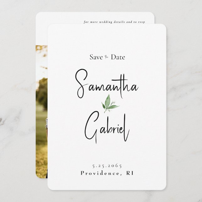 Reserva La Fecha Fotomía simple contemporánea de matrimonio Guardar (Anverso / Reverso)