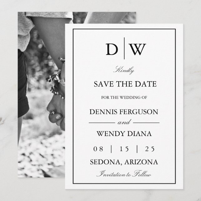 Reserva La Fecha Fotomono Minimalista (Anverso / Reverso)