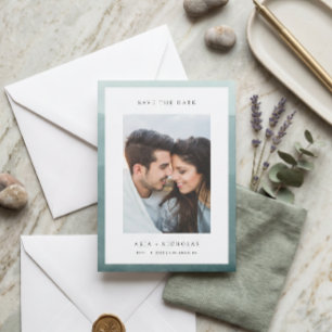 Reserva La Fecha Fotos de Boda con Borde de Acuarela