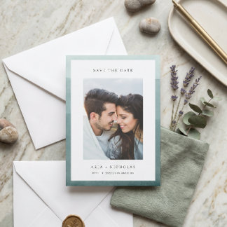 Reserva La Fecha Fotos de Boda con Borde de Acuarela