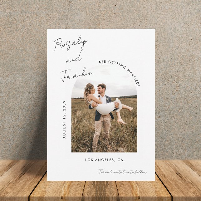 Reserva La Fecha Fotos de boda con guión de firma manuscrita boho (Subido por el creador)