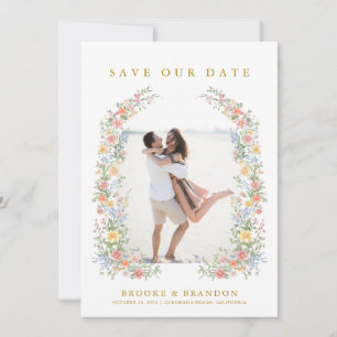 Reserva La Fecha Fotos de Boda de Oro de Primavera Ornamentadas con