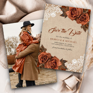 Reserva La Fecha Fotos de boda de rosa terracota polvorienta arpill