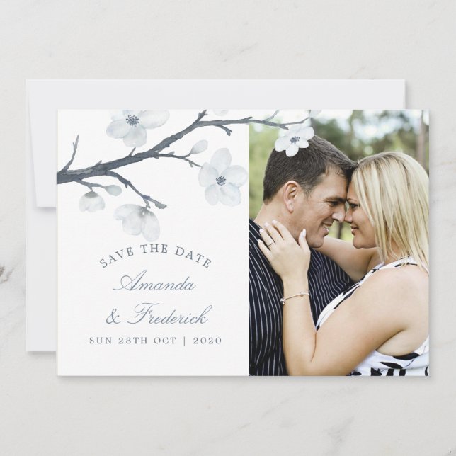Reserva La Fecha Fotos de compromiso de boda de flor de cerezo (Anverso)