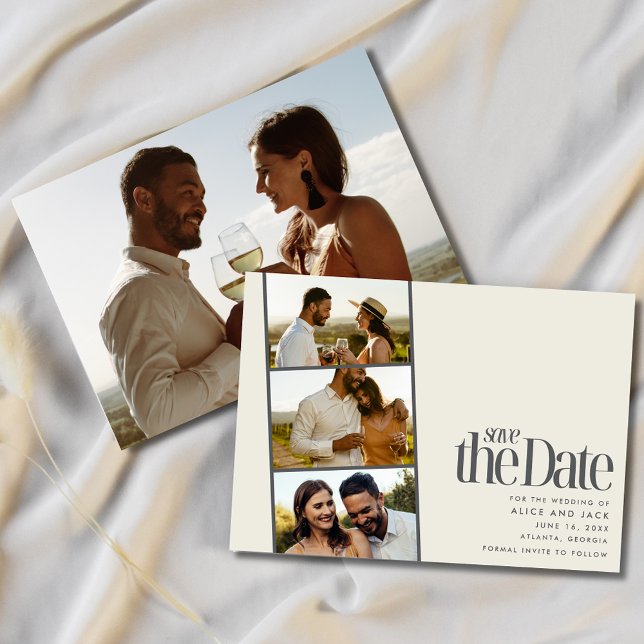 Reserva La Fecha Fotos de la boda moderna salva la fecha (Photo Strip Modern Wedding Save the Date)