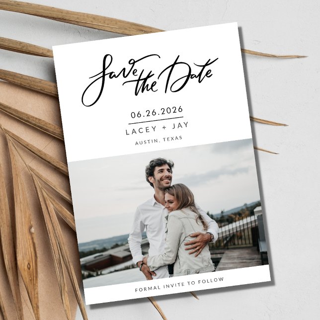 Reserva La Fecha Fotos modernas Bodas de boda Guardar la fecha (Modern Photo Script Wedding Save the Date)