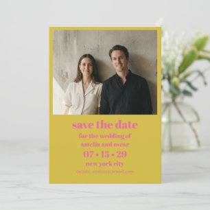 Reserva La Fecha Fotos Modernas de Boda en Rosa Chartreuse Amarillo