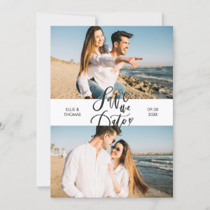 Reserva La Fecha Fotos Modernas Elegantes Boda Guión Guardar La Fec