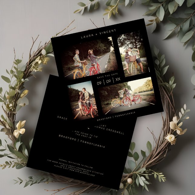 Reserva La Fecha Four Photos Minimalist Modern Collage Wedding (Stylish Four Photos Minimalist Modern Collage Wedding Save the Date Card.)