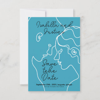 Reserva La Fecha Freehand linear drawing of a couple in love