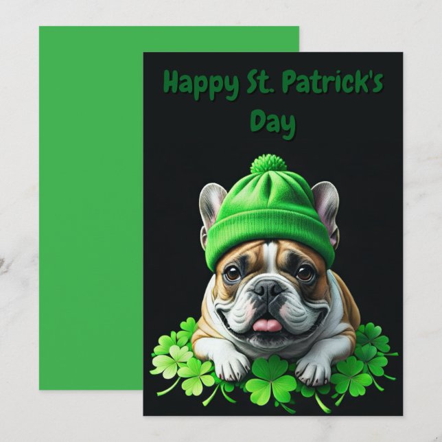 Reserva La Fecha French Bulldog St. Patrick's Day Kleeblatt Glück (Anverso / Reverso)