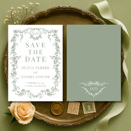 Reserva La Fecha French Victorian Sage Green Wedding Save the Date